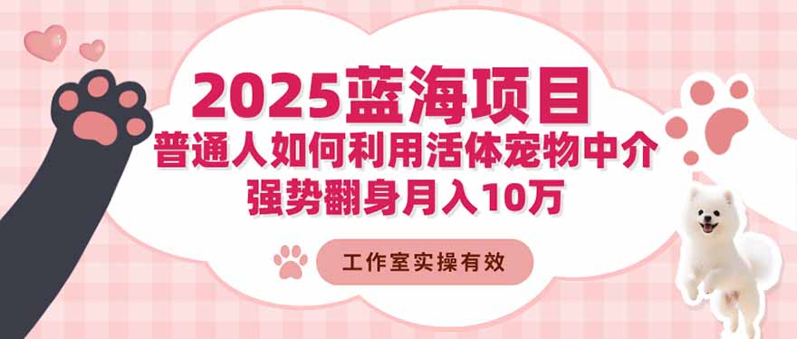 2025蓝海项目：普通人如何利用活体宠物中介，强势翻身月入10万-米创网