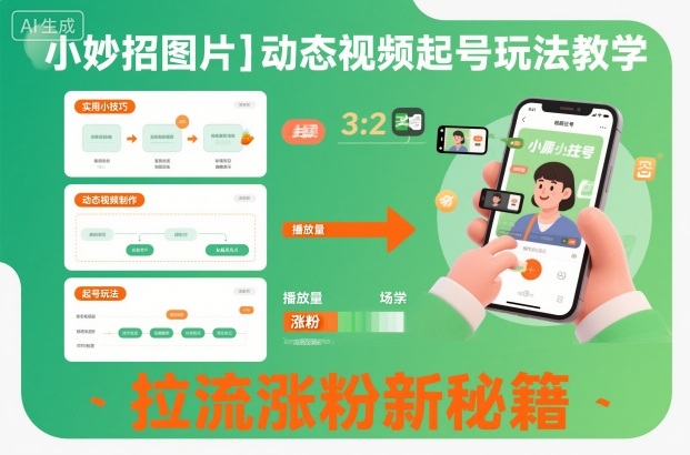 小妙招图片＋动态视频起号玩法教学，拉流涨粉新秘籍-米创网