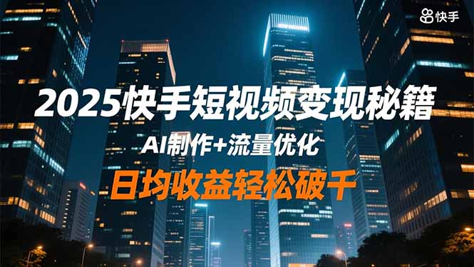 2025快手短视频变现秘籍，AI制作+流量优化，日均收益轻松破千-米创网