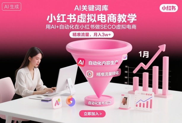 小红书虚拟电商项目，用AI+自动化在小红书做SEO虚拟电商，精准流量，月入3w+-米创网