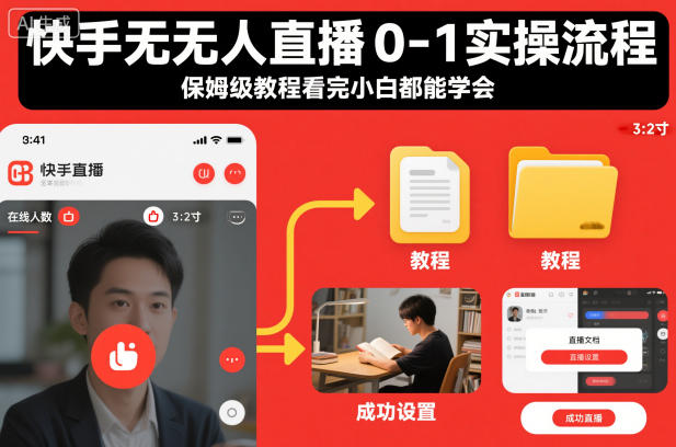 快手无人直播0-1实操流程，保姆级教程看完小白都能学会-米创网