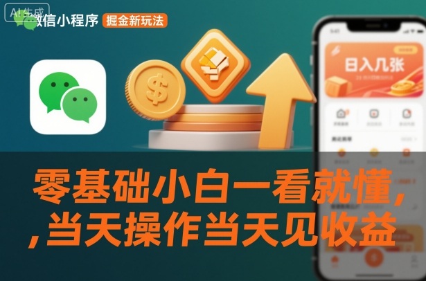微信小程序掘金新玩法，日入几张，零基础小白一看就懂，当天操作当天见收益【揭秘】-米创网