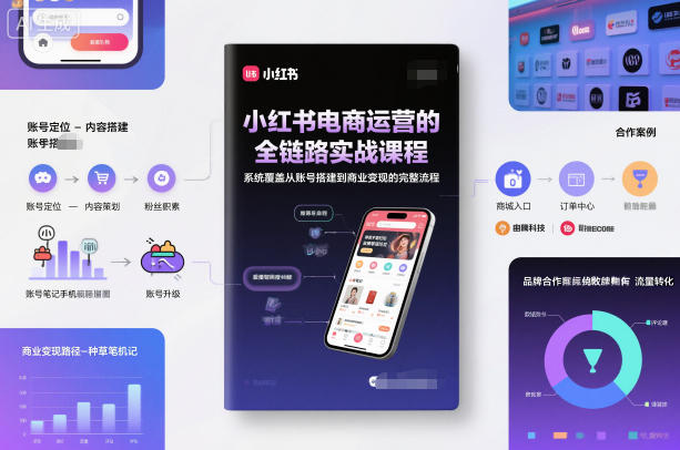 小红书电商运营的全链路实战课程，系统覆盖从账号搭建到商业变现的完整流程-米创网