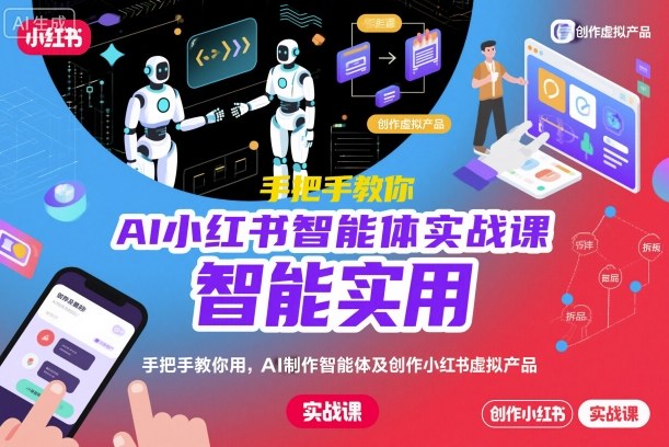 AI小红书智能体实战课，手把手教你用AI制作智能体及创作小红书虚拟产品，提效+内容商业化(更新)-米创网