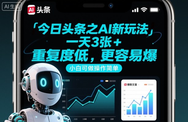 今日头条之AI新玩法，一天3张+，重复度低，更容易爆，小白可做操作简单-米创网