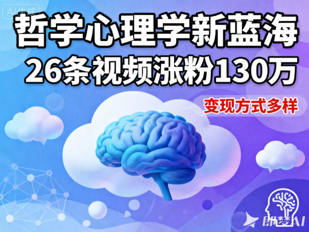 短视频新蓝海，哲学心理学赛道，26条视频涨粉130W，变现方式多样-米创网