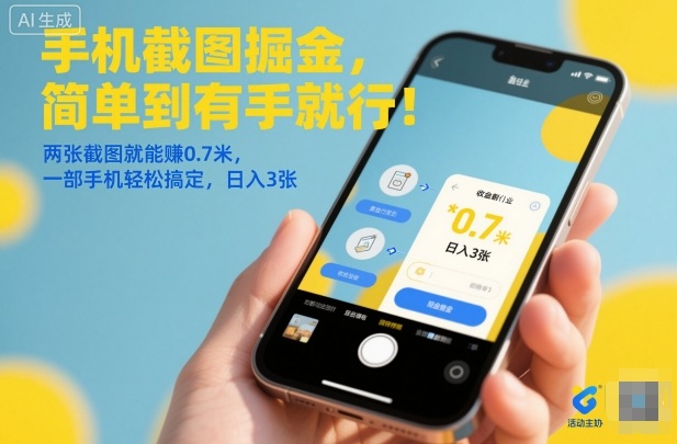 手机截图掘金，简单到有手就行！两张截图就能賺0.7米，一部手机轻松搞定，日入3张【揭秘】-米创网