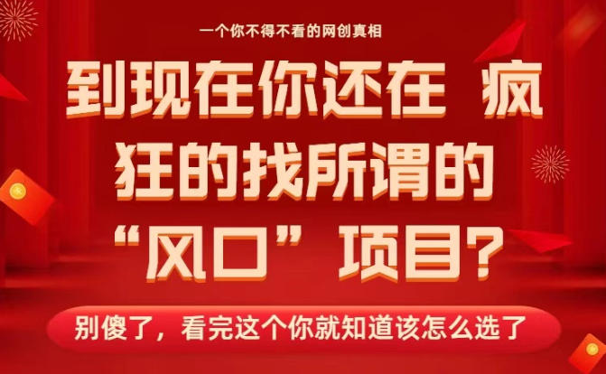 马上26年了，你还在找所谓的风口项目？别傻了，看完这个你全都懂了！【揭秘】-米创网