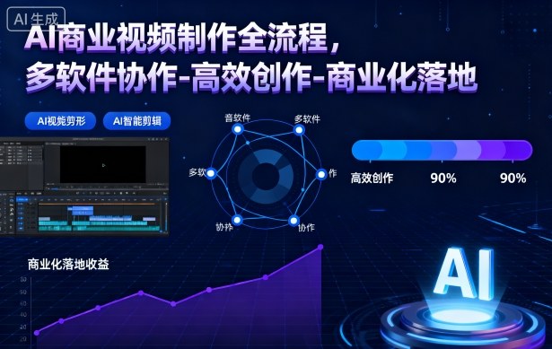 AI商业视频制作全流程，多软件协作-高效创作-商业化落地-米创网