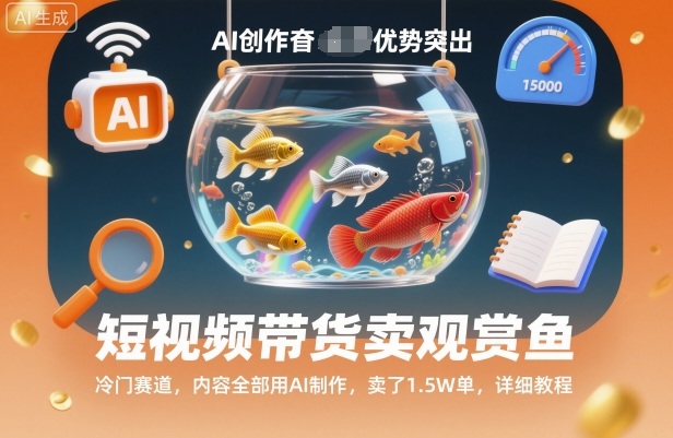 短视频带货卖观赏鱼，冷门赛道，内容全部用AI制作，卖了1.5W单，详细教程-米创网