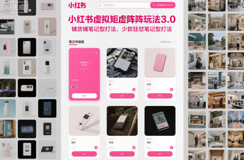 小红书虚拟矩阵玩法3.0，铺货铺笔记型打法，少款狂怼笔记型打法-米创网