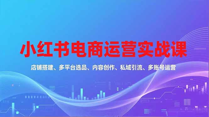 小红书电商运营实战课，店铺搭建、多平台选品、内容创作、私域引流、多账号运营等玩法-米创网