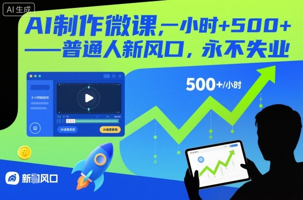 AI制作微课，一小时5张+，普通人新风口，永不失业-米创网