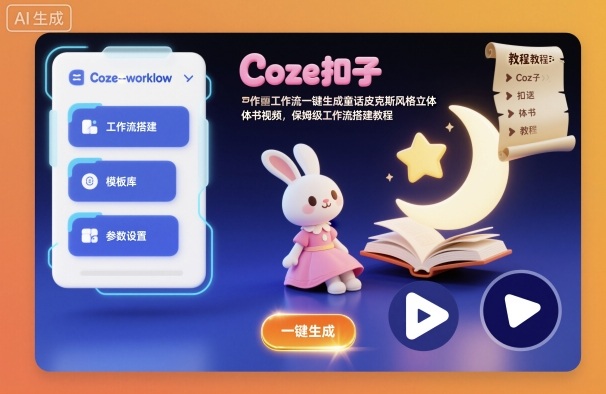 Coze扣子工作流一键生成童话皮克斯风格立体书视频，保姆级工作流搭建教程-米创网