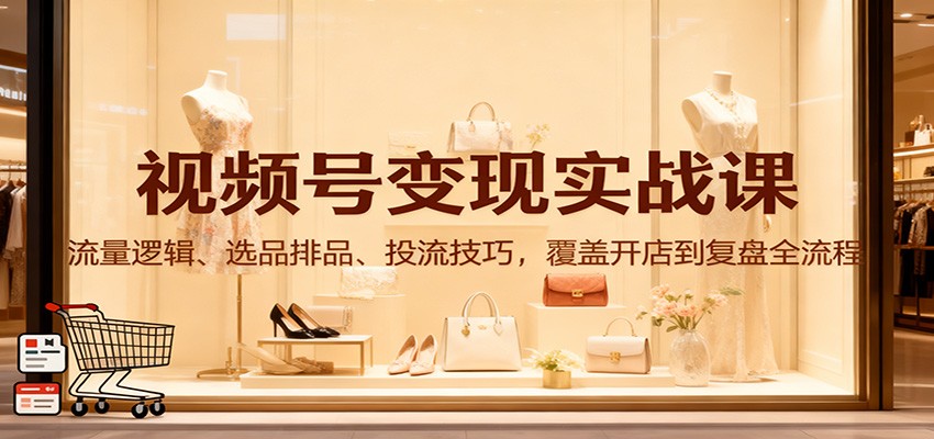 视频号变现实战课：流量逻辑、选品排品、投流技巧，覆盖开店到复盘全流程-米创网