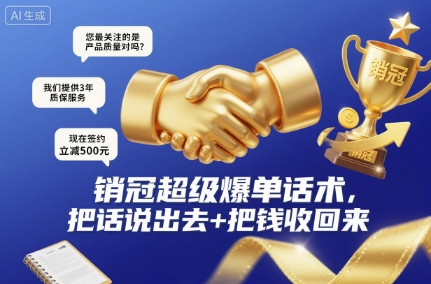 销冠超级爆单话术，把话说出去+把钱收回来-米创网