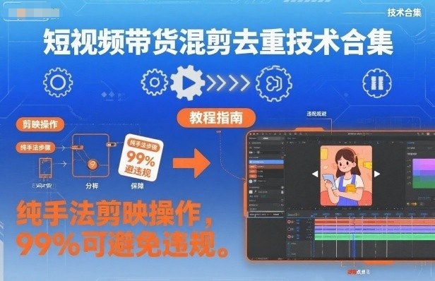 短视频带货混剪去重技术合集，纯手法剪映操作，99%可避免违规-米创网