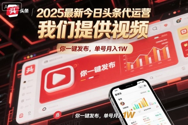 2025最新今日头条代运营，我们提供视频，你一键发布，单号月入1W【揭秘】-米创网