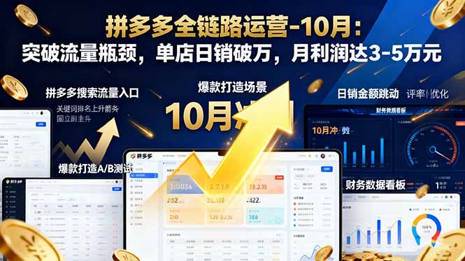 拼多多全链路运营-10月：突破流量瓶颈，单店日销破万，月利润达3-5万元-米创网