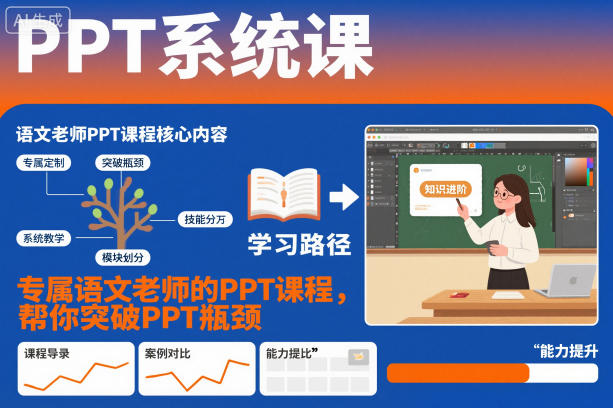 PPT系统课，专属语文老师的PPT课程，帮你突破PPT瓶颈-米创网