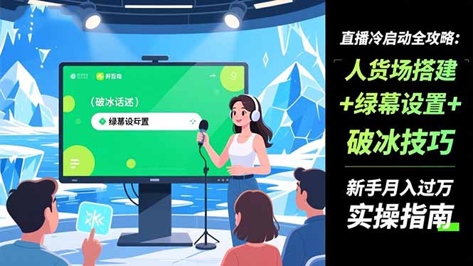 直播冷启动全攻略:人货场搭建+绿幕设置+破冰技巧，新手月入过万实操指南-米创网