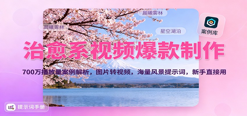 治愈系视频爆款制作，700万播放量案例解析，图片转视频，海量风景提示词，新手直接用-米创网
