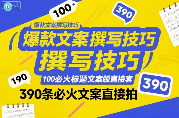 爆款文案撰写技巧，100个必火标题文案模版直接套，390条必火文案直接拍-米创网