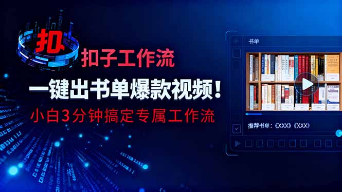 利用扣子工作流一键生成书单爆款视频，小白三分钟搞定专属工作流-米创网
