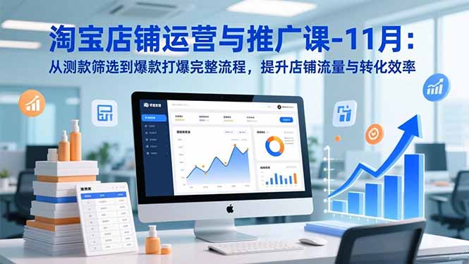 淘宝店铺运营与推广课-11月：从测款筛选到爆款打爆完整流程，提升店铺流量与转化效率-米创网