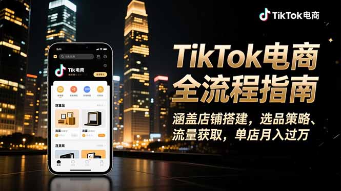 TikTok电商全流程指南，涵盖店铺搭建、选品策略、流量获取，单店月入过万-米创网