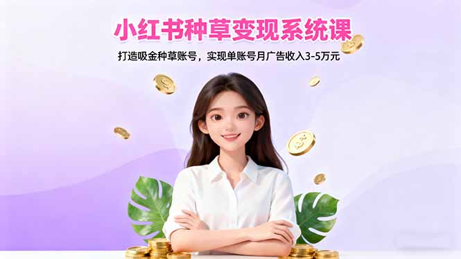 小红书种草变现系统课：打造吸金种草账号，实现单账号月广告收入3-5万元-米创网