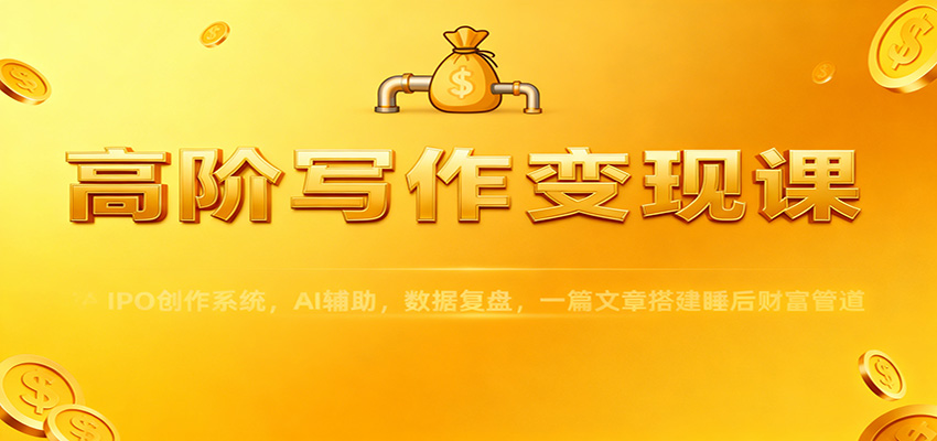 高阶写作变现课：IPO创作系统，AI辅助，数据复盘，一篇文章搭建睡后财富管道-米创网