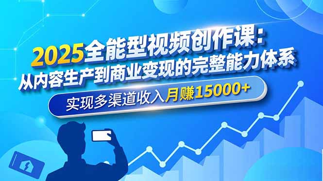2025全能型视频创作课：从内容生产到商业变现的完整能力体系，实现多渠道收入月赚15000+-米创网