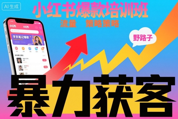 小红书爆款培训班，小红书获客野路子流量打法，暴力持续获客-米创网