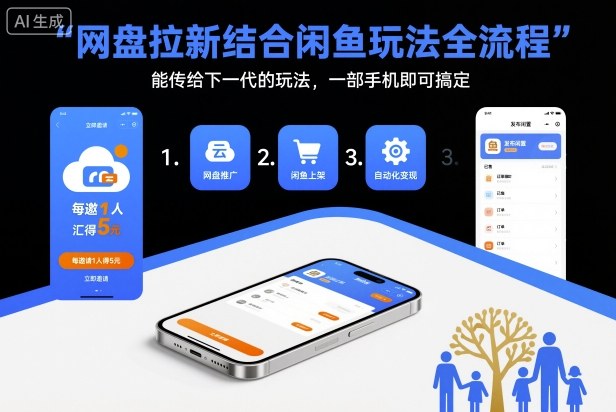 网盘拉新结合闲鱼玩法全流程，能传给下一代的玩法，一部手机即可搞定(附入口渠道以及实操教程)-米创网