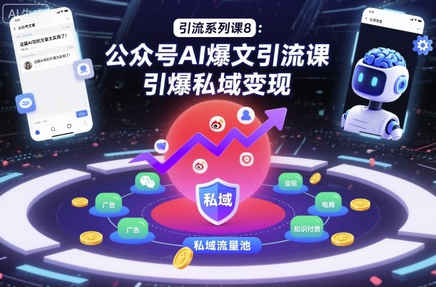 引流系列课8：公众号AI爆文引流课，引爆私域变现-米创网