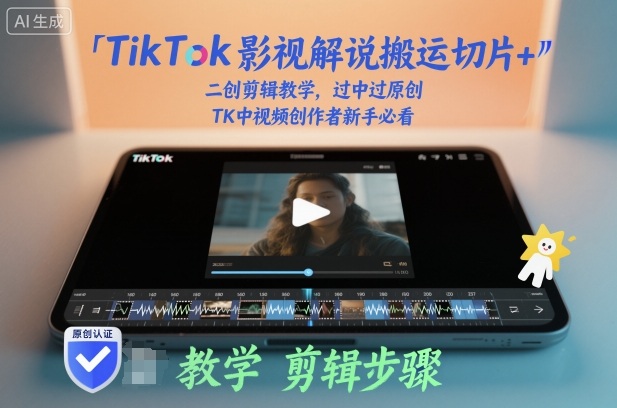 TikTok影视解说搬运切片+二创剪辑教学，过中过原创，TK中视频创作者新手必看-米创网