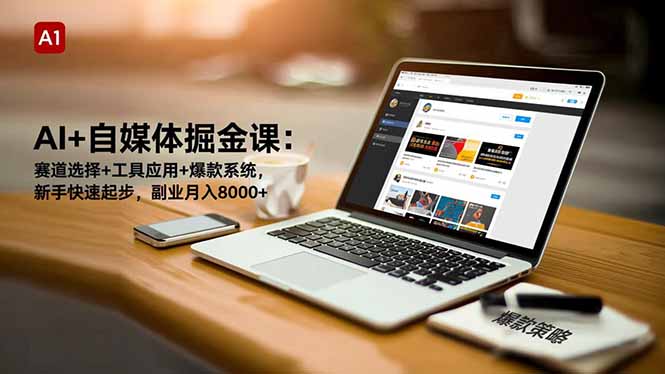 AI+自媒体掘金课：赛道选择+工具应用+爆款系统，新手快速起步，副业月入8000+-米创网