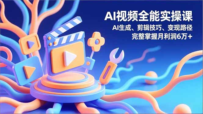 AI视频全能实操课，AI生成、剪辑技巧、变现路径，完整掌握月利润6万+-米创网