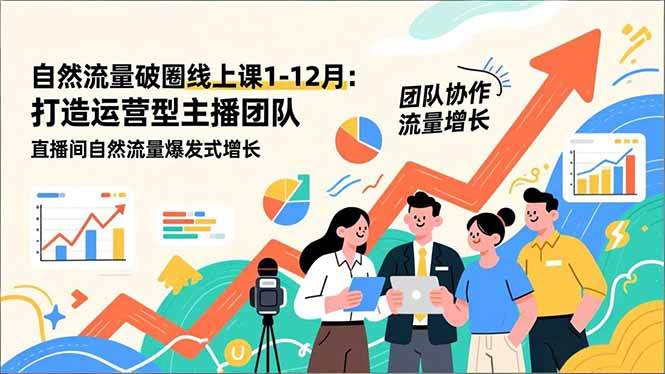自然流量破圈线上课1-12月更新：打造运营型主播团队 直播间自然流量爆发式增长-米创网