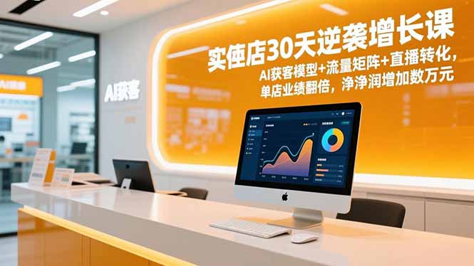 实体店30天逆袭增长课，AI获客模型+流量矩阵+直播转化，单店业绩翻倍，净利润增加数万元-米创网