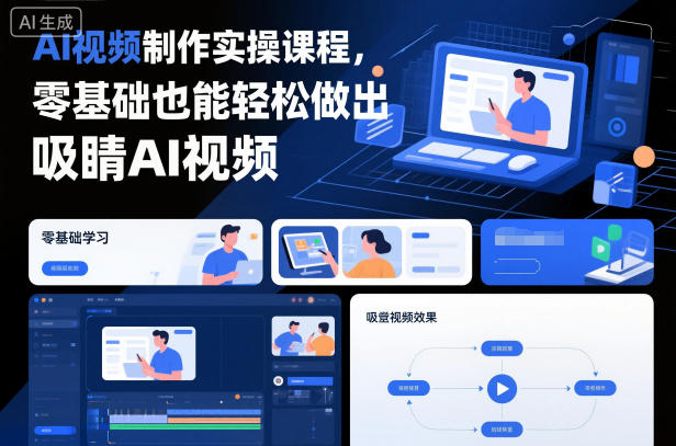 AI视频制作实操课程，零基础也能轻松做出吸睛AI视频-米创网