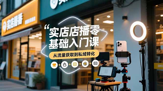 实体店播零基础入门课，实体店+短视频+直播+微信生态+私域社群，从流量获取到私域转化-米创网