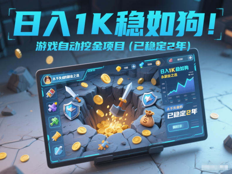 日入1K稳如狗！游戏自动挖金项目(已稳定2年)，永不失业的副业之选【揭秘】-米创网