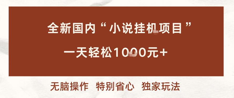 全新国内小说挂G项目，多窗口无脑跑，一天轻松1k+，特别省心【揭秘】-米创网