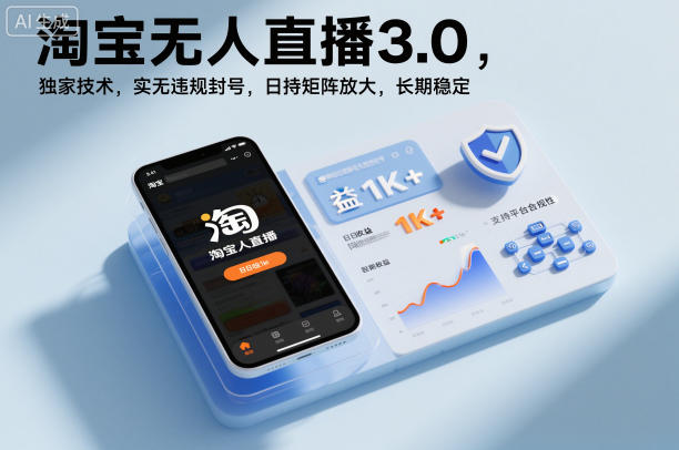 淘宝无人直播3.0，独家技术，实无违规封号，日收益1k+，支持矩阵放大，长期稳定【揭秘】-米创网