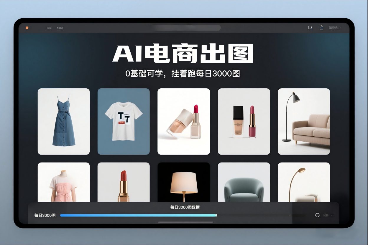 AI电商出图，0基础可学，挂着跑每日3000图-米创网