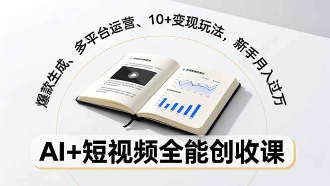 AI+短视频全能创收课，爆款生成、多平台运营、10+变现玩法，新手月入过万-米创网