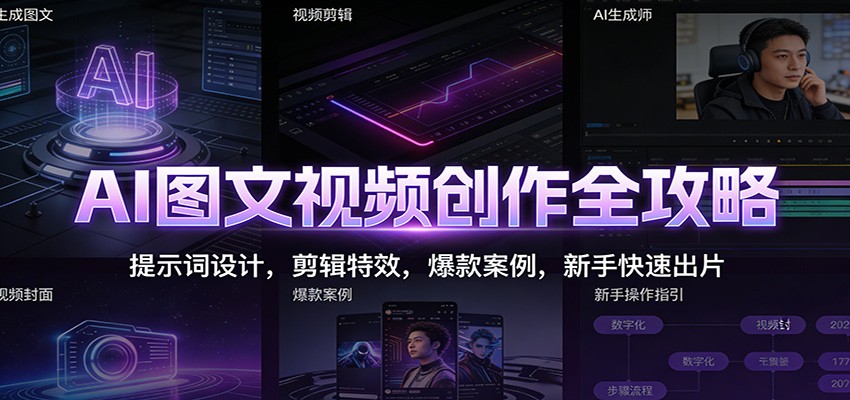 AI图文视频创作全攻略：提示词设计，剪辑特效，爆款案例，新手快速出片-米创网