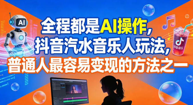 全程都是AI操作，抖音汽水音乐人玩法，普通人最容易变现的方法之一-米创网